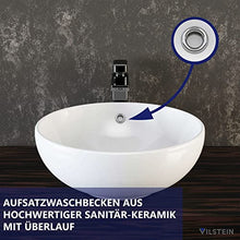 VILSTEIN © Lavabo da appoggio in ceramica, forma a ciotola, rotondo, 42 cm, colore: bianco