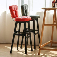 Sedia da bar con schienale alto, gambe in legno di faggio e seduta in finta pelle, sgabello da bar alto altezza KTV Cashier sedia - marrone seduta, nero, 58 cm (colore : nero, dimensioni: 68 cm)