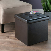 winsome Ashford legno massello ottomano con contenitore in ecopelle in espresso Finish