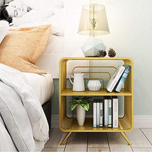 DGHJK Mobili per la casa, Comodino, Camera da Letto, ripiano in Ferro battuto Dorato, scaffale a 2 Livelli, Divano Moda nordica, tavolino, portariviste, 41x30x65 cm