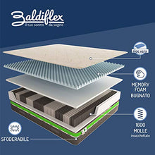 Baldiflex Emporio Materasso Matrimoniale Molle Insacchettate e Memory, Energy 1600 Molle + 5 cm Memory, 9 Zone Differenziate, 100 Notti di Prova, Altezza 26 cm 180x200 cm