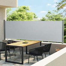 Festnight Tenda Laterale Retrattile per Patio 140x600 cm,Tenda da Sole per Esterno, Tenda da Sole Laterale,Tenda da Sole per Balcone Esterno Grigio