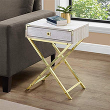 PIJN ComodinoTavolino Laterale in Stile Contemporaneo con Ampio Cassetto Portaoggetti E Gambe X-Design in Metallo per Soggiorno