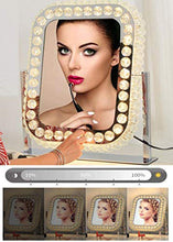 LOVEHOUGE Specchio per Il Trucco con Luci,Specchio Cosmetico in Cristallo con Luci Dimmerabili,Touch Screen,Specchio Cosmetico Girevole A 360 Gradi