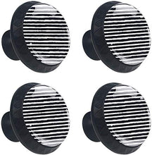 Strisce bianche e nere dipinte a mano Pomelli per Porta Set di 4 Pomelli per Mobili Manopole per Cassetti Cucina Armadio Vetro