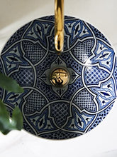 Lavabo da appoggio marocchino Fatima blu - Lavabo 42 x 18 cm - Lavabo modello arabo per bagni Toilette Bagno per gli ospiti