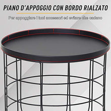Outsunny Set 2 Pezzi Tavolini da caffè, Tavolino Contenitore per Soggiorno in Metallo Nero, Φ50x50cm & Φ41.5x35.5cm