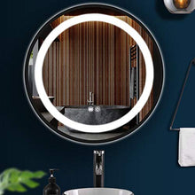 Bathroom mirror Specchio Rotondo da Parete per Bagno, Specchiera da Trucco con Cornice Nera, con Specchio Retroilluminato a LED | Luce Bianca | Defog | Smart Dual Touch (80 cm * 80 cm)