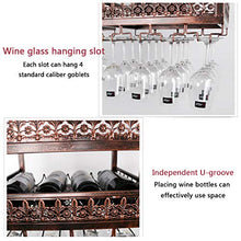 Scaffale in vetro per vino appeso a doppio strato, portabottiglie per soffitto per aumentare lo spazio di archiviazione, altezza regolabile per bar in ferro battuto, dimensioni 100x31 cm, colore ner