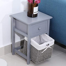 zcyg Comodino Comodini Comodini, 2 Pezzi/Set Comodino Portaoggetti in Legno Naturale con Cassetto E Cestino (Grigio)