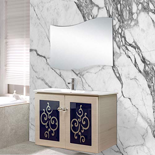 Shop Chic Mobiletto con lavabo a sospensione Crystal legno a vista mobile bagno sospeso 90 cm in stile moderno base con lavabo in ceramica