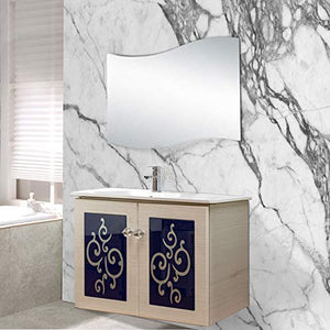 Shop Chic Mobiletto con lavabo a sospensione Crystal legno a vista mobile bagno sospeso 90 cm in stile moderno base con lavabo in ceramica