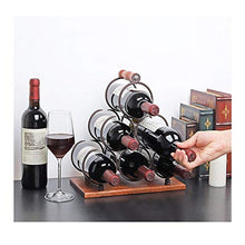 AniU Portabottiglie di vino autoportante con 6 ripiani per bottiglie di vino, con manico in legno, per cucina, cantina, bar, tavolo (stile A)