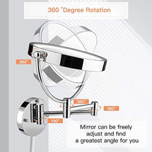 MRJ Specchio Ingranditore da Trucco, Specchio da Bagno, Specchio Cosmetico Illuminato Ingradimento 10X con Luce LED, Cromato in Metallo