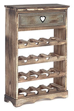 ts-ideen Cantinetta Portabottiglie in Legno Effetto Consumato per 16 Bottiglie Completa di cassetto Porta Accessori