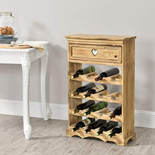 [en.casa] Mobile Portabottiglie con Cassetto 86 x 55 x 22 cm Cantinetta in Legno di Pino per 16 Bottiglie Bancone Portabottiglie da Vino con 4 Ripiani in Design Classico