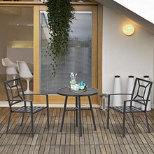 Outsunny Set Tavolo e 2 Sedie da Giardino in Acciaio Nero per Esterni, Terrazzo, Blacone, 3 Pezzi