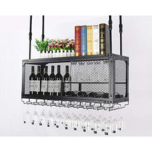 YWYW Wine Bar Bar Wine Glass Rack Hanging Wine Glass Bar Hanging Creativo Europeo Portabottiglie di Vino Appeso a Parete Industriale Decorazione portabottiglie Nero (Dimensioni: L100 * W30CM)