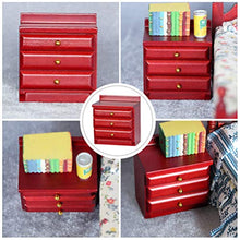 EXCEART 1: 12 Dollhouse Miniature Da Comodino Da Tavolo Mini Comodino Mobili Camera Da Letto In Legno Comodino Armadio Accessori Casa Delle Bambole Rosso
