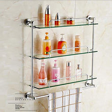 Mensola Bagno Bagno Scaffale, bagno temperato ripiano in vetro 1/2/3 Livello bagagli mensola di vetro rettangolare con la barra di tovagliolo, Parete Asciugamano bar ( Color : 3 , Size : 35cm )
