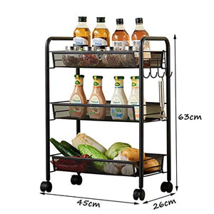 &ripiano di stoccaggio Carrello da cucina, scaffale estraibile da comodino for camera da letto con scaffale for bagno con scaffale a 3 ripiani Scaffale di finitura