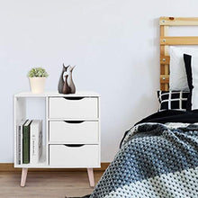 Comodino Changor, utilizzabile come comodino compatto con design a scomparsa, tavolino in truciolato (bianco)