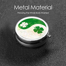 Irish Shamrocks Yin Yang St Patricks Day - Contenitore rotondo per pillole a 3 scomparti, in metallo, per medicina e vitamine, per viaggi all'aperto