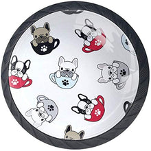 Carlino Bulldog francese Pomelli per Porta Set di 4 Pomelli per Mobili Manopole per Cassetti Cucina Armadio Vetro