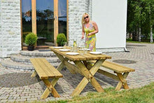 AVANTI TRENDSTORE - Retro - Set da Giardino, Composto da 1 Tavolo e 2 panche in Legno di Pino Massiccio giá trattato in Autoclave. Dimensioni Tavolo Lap 177x70x75 cm, panche Lap 177x44x37 cm