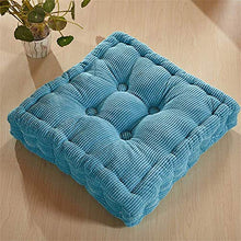 MissZZ Cuscino da Pavimento Accogliente e Addensato, Cuscini Quadrati Tatami Cuscini per sedie Facili da Pulire Cuscini per sedili in Velluto a Coste Giardino Ufficio-Blu-b 43x43x8cm