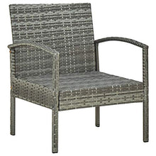 Tidyard Set Divani da Giardino 4 pz con Cuscini in Polyrattan Grigio,Salotto da Giardino,Set Mobili da Giardino,Tavolo Rettangoalre+Panca 2 Posti+2 Poltrone da Giardino per Esterno