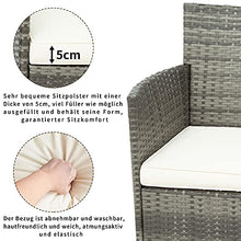 Moimhear Set di mobili da giardino Iowa Balcony, set di mobili da balcone in polyrattan, set da 2 persone, 3 pezzi, con cuscino per seduta, plastica, effetto rattan (grigio)