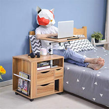 Comodino Multifunzionale moderna Rolling Wood Comodini Tavolo computer Comodino con cassetti, regolabile in altezza da letto Side Governo di immagazzinaggio su ruote for casa e ufficio Comodino