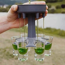 Distributore di 6 bicchierini e dispenser per riempire liquidi e bevande, con supporto per dispenser di vetro, per feste, cocktail, dispenser per liquori, giochi (rosa)