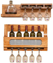 Classico Multifunzione Vino mensola montaggio a parete di legno di pino bottiglia di vino |Rack Glass |Mensola Holder Vino stand |Titolare Calice Hanging 5 Wine Glass ripiano for ristoranti, 60x36cm q