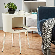 Comodino,Tavolino Laterale Tavolo Rotondo in Ferro, Comodino da Camera da Letto Leggero, Tavolo da Comodino Moderno Assemblato con Vano Portaoggetti Aperto con Gambe in Metallo (Color : White)
