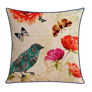 MEILING American Style Garden Cuscino di Cotone e Lino di Spessore Esempi di Fiori e Uccelli con Cuscini Cuscino Modello (Dimensioni : 60cm)