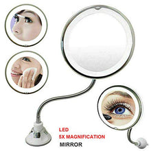 Axspeed - Specchio da trucco con rotazione a 360°, ingrandimento 5X/10x, per bagno, flessibile, a collo di cigno, con ventosa, specchio da trucco (specchio cosmetico con ingrandimento 5x)