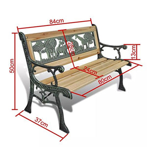 Tuduo - Panchina da giardino per bambini con motivo animali, 80 x 24 cm