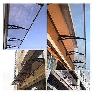 WEIJINGRIHUA Door Canopy Nero Canopy Trasparente PC Endurance Consiglio, Patio Ombra Canopy 60 × 100cm, Protezione dalla Luce Solare/Pioggia/Neve