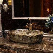WEHOLY Lavabo in Resina Lavabo da Incasso Ovale in Pietra Naturale Lavabo antispruzzo per Hotel in Marmo Creativo retrò
