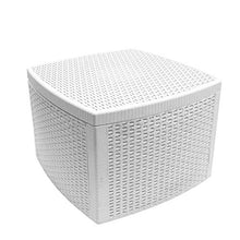 Mojawo Pratico tavolino da giardino effetto rattan, con vano portaoggetti, in plastica, 53 x 53 x 40 cm, colore: bianco