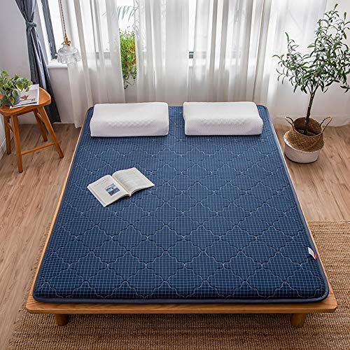 YXXCD Antibatterico Cotone Materasso Letto Futon, Pieghevole Tatami Materasso Giapponese Mantieni Caldo Materasso Terra Student Tappetino Camera da Letto Dormitorio-Blu 90x200cm(35x78inch)