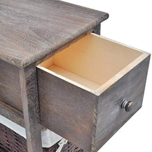 Zora Walter - Comodino in Legno, Stile Shabby Chic, con 1 cassetto e 1 Cestino, Colore: Marrone