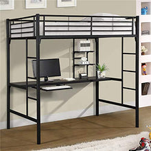 VBARV Letto a soppalco Completo in Metallo con scrivania, Letto a Castello a soppalco Matrimoniale in Metallo Industriale, Supporto a doghe in Acciaio Premium, con Ampio Spazio di archiviazione