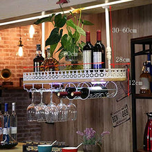 LYLSXY Wine Rack, Sospensione bottiglie Supporto con luci multifunzione in massello calice di visualizzazione Ripiani,Nero,60CM