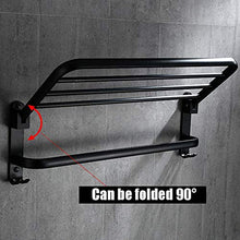 LCSD Portasciugamani Portaoggetti in Alluminio Rack Nero Doppio Strato Elegante Portasciugamani Nero Hotel Bagno Ciondolo Set Portasciugamani