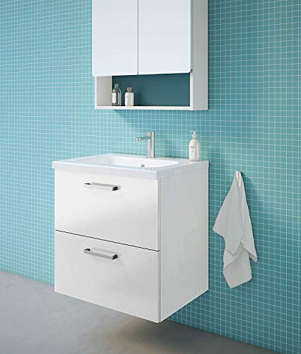 Randalsa Mobile Nexo 60 cm | Bianco | 61 x 61 x 46 cm | Mobile con 2 cassetti + lavabo in cerámica