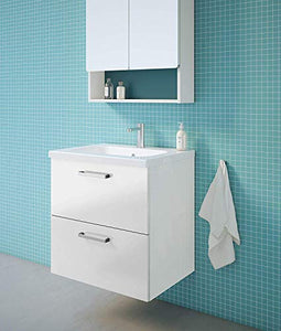 Randalsa Mobile Nexo 60 cm | Bianco | 61 x 61 x 46 cm | Mobile con 2 cassetti + lavabo in cerámica