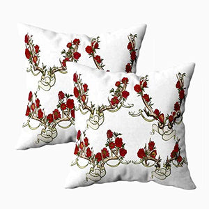 Kris.D Fodere per Cuscini Natalizi, Fodere per Cuscini Decorative per Bambini Disegno Grafico Tavolette Corna Peonie Intrecciate Fodere per Cuscini da tiro 18X18 Pollici 2Pz